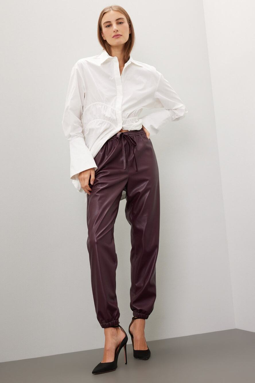 Natori - Purple Vegan Leather Joggers - Size Medium